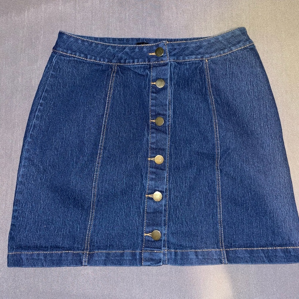 Dark jean button up skirt